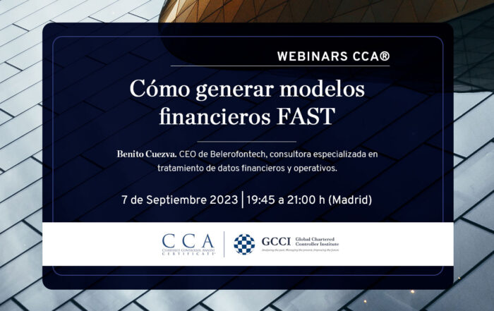 Webinar en control de gestión: cómo generar modelos financieros fast. Fecha: 7 de septiembre 2023