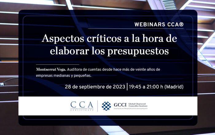 Webinar en control de gestión: Aspectos críticos a la hora de elaborar los presupuestos. Fecha: 28 de septiembre de 2023