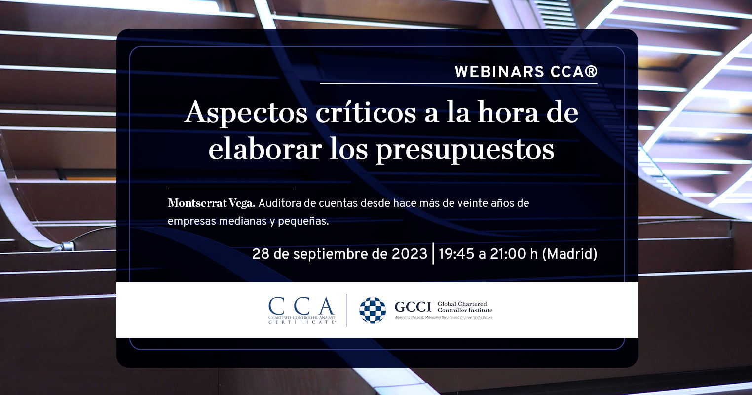 Webinar en control de gestión: Aspectos críticos a la hora de elaborar los presupuestos. Fecha: 28 de septiembre de 2023
